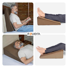 Wedge Pillow Memory Foam For Back Support, Velvet Brown, Large Size - 7 Inch | Wedge Cushion, Acid Reflux, Snoring, Gerd, Leg Elevation, Pregnancy | Removable Cover, Breathable Soft Pillow