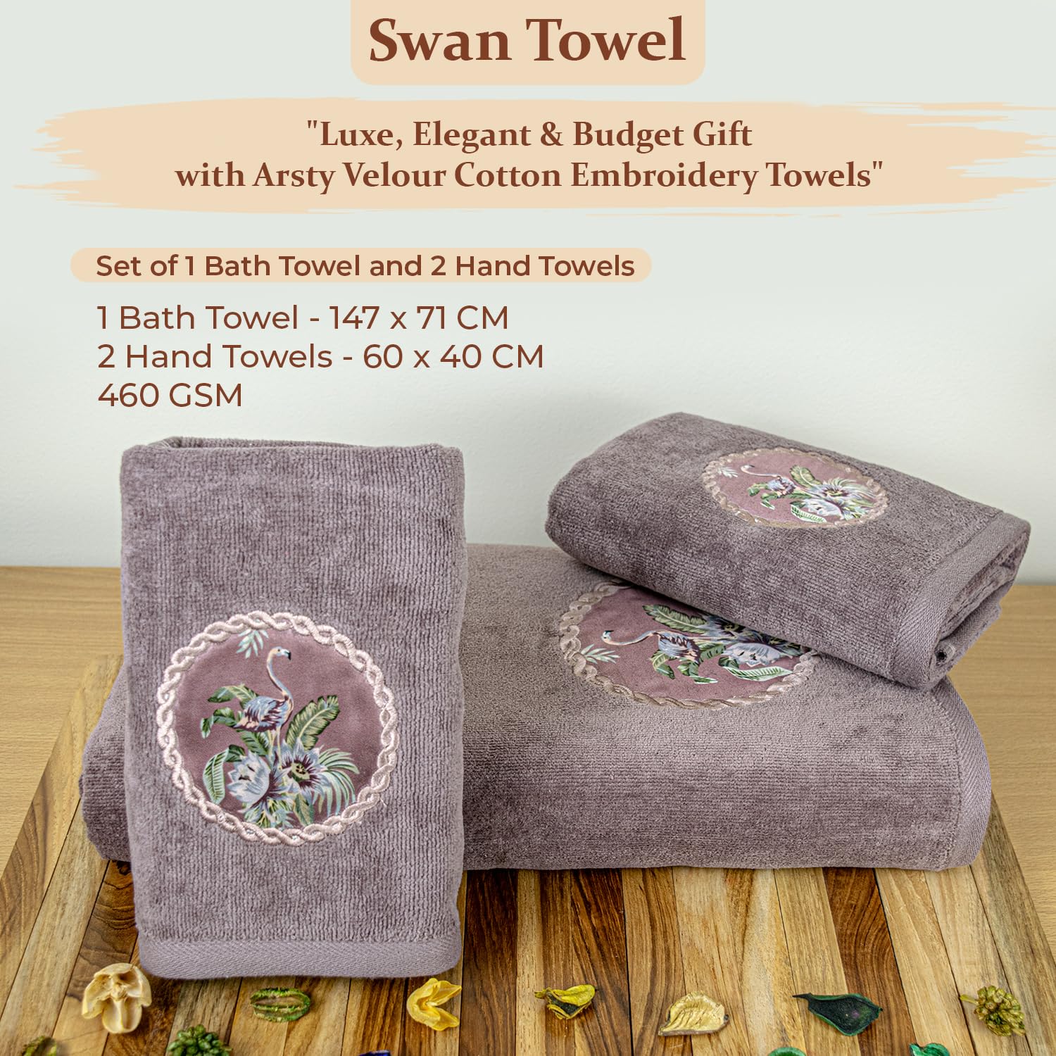 Akiko Home Prima Dream 100% Cotton 1 Bath & 2 Hand Towel 1000 Gsm | Soft, Absorbent & Durable, Cotton Bath Towel | Pack Of 3 (Bluegrn)