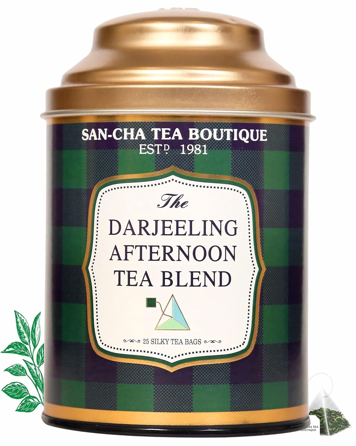 San-Cha The Darjeeling Afternoon Tea Blend - 25 Silky Tea Bags | Light Bodied Tea With Floral Notes - Rich Flavor Whole Leaf Assam Tea | Medium Caffeine Loose Tea Leaf