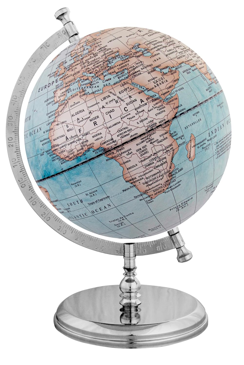 Prime Single Joint Globe, Dia 25 Cm (10 Inch) Height 33 Cm (13.2 Inch) With Metal Arc & Base | Educational & Decorative Globe, Pack of 1