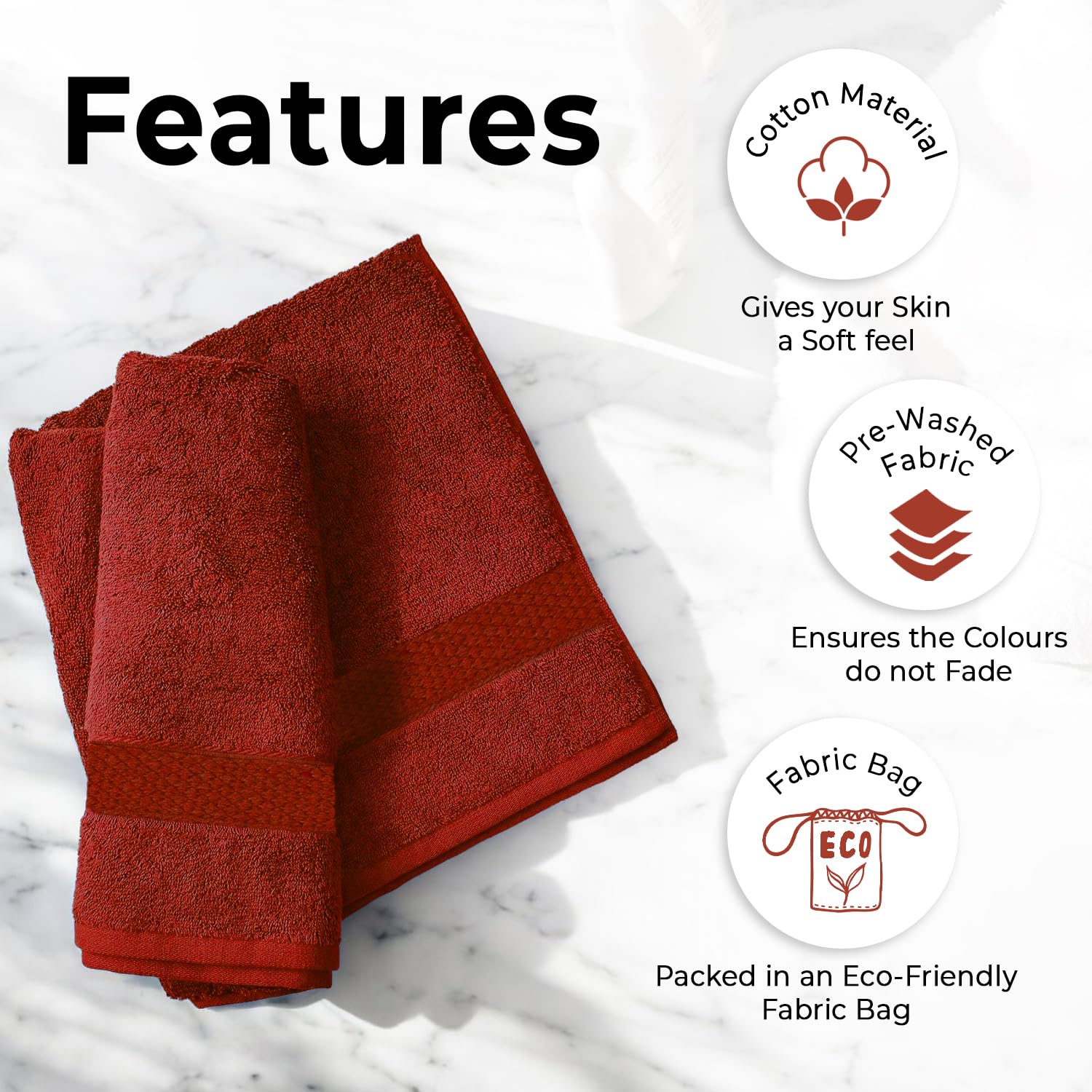 Avni Home Cotton Bath Towels 500 Gsm | Towels For Bath Large Size Extra Soft & Absorbent Bath Towel For Men & Women (Rust)