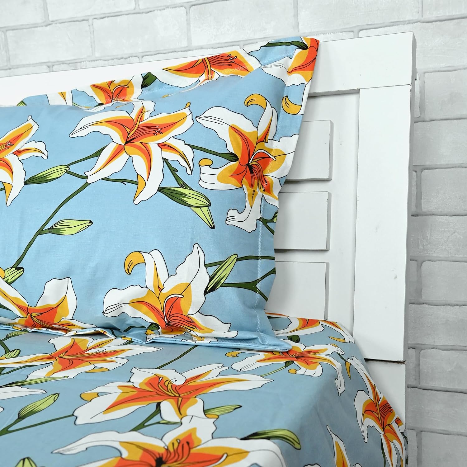 Bedsheet For Single Size Bed With 1 Pillow Cover - 57 X 87 Inches, Sky Blue | Gifts For Wedding Or Anniversary, Surprise, Soft, Breathable, & Comfortable Bedsheet