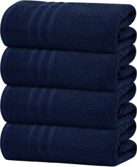 Tiqh 100% Cotton Thick & Plush Luxury Hand Gym & Workout Hand Towel 800 Gsm - Set Of 4 (Navy)