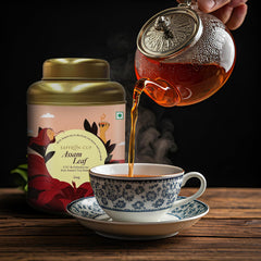 Saffron Cup Darjeeling Assam Leaf Black Tea - 200gm Tin, 7.05 Ounce | 100% Natural, Rich In Antioxidants - Promotes Heart Health & Supports Immune Function | Medium Caffeine