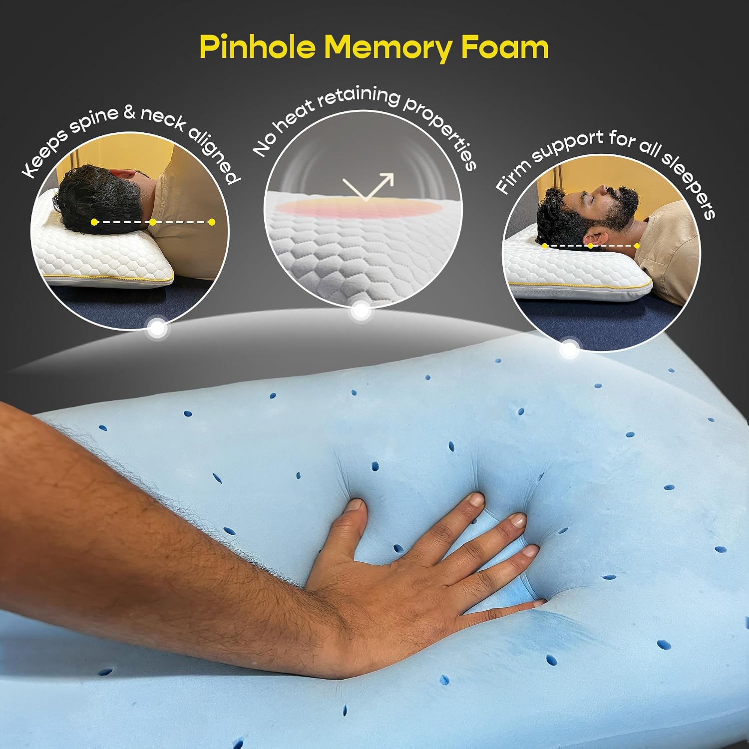 Orthopedic Memory Foam Pillow For Better Shoulder, Neck Support, Small Size - 22x14 Inches | White, Bamboo Fabric, Bed Pillow, Perfect For Side Sleepers - Set Of 1