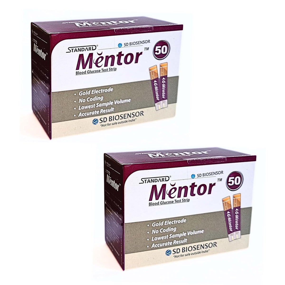 Standard Mentor Blood Glucose Test Strips (Pack of 100) - Glucometer Strips