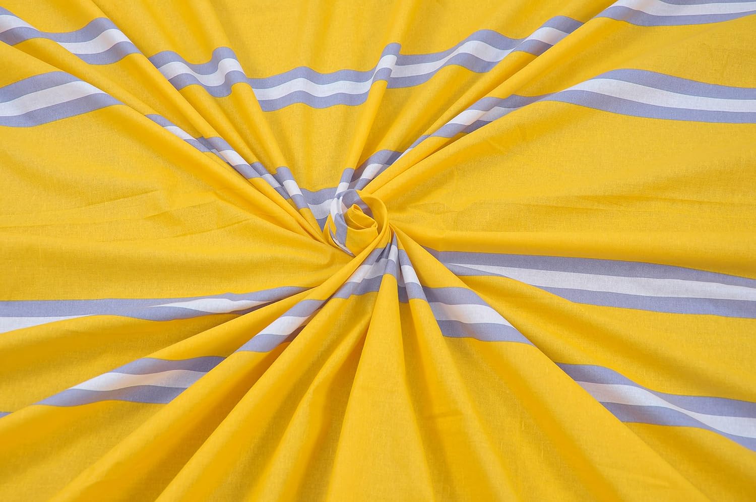 Bedsheets For King Size Bed With 2 Pillow Covers - 108 X 108 Inches, Striped Yellow & Grey | Perfect For Home Decor & Gifts | 144 Thread Count