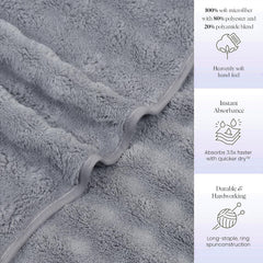 Enrich Homes Microfiber Bath Towels 450 Gsm | Large Size Super Soft Towel For Women & Men (Grey)- 1 Pcs