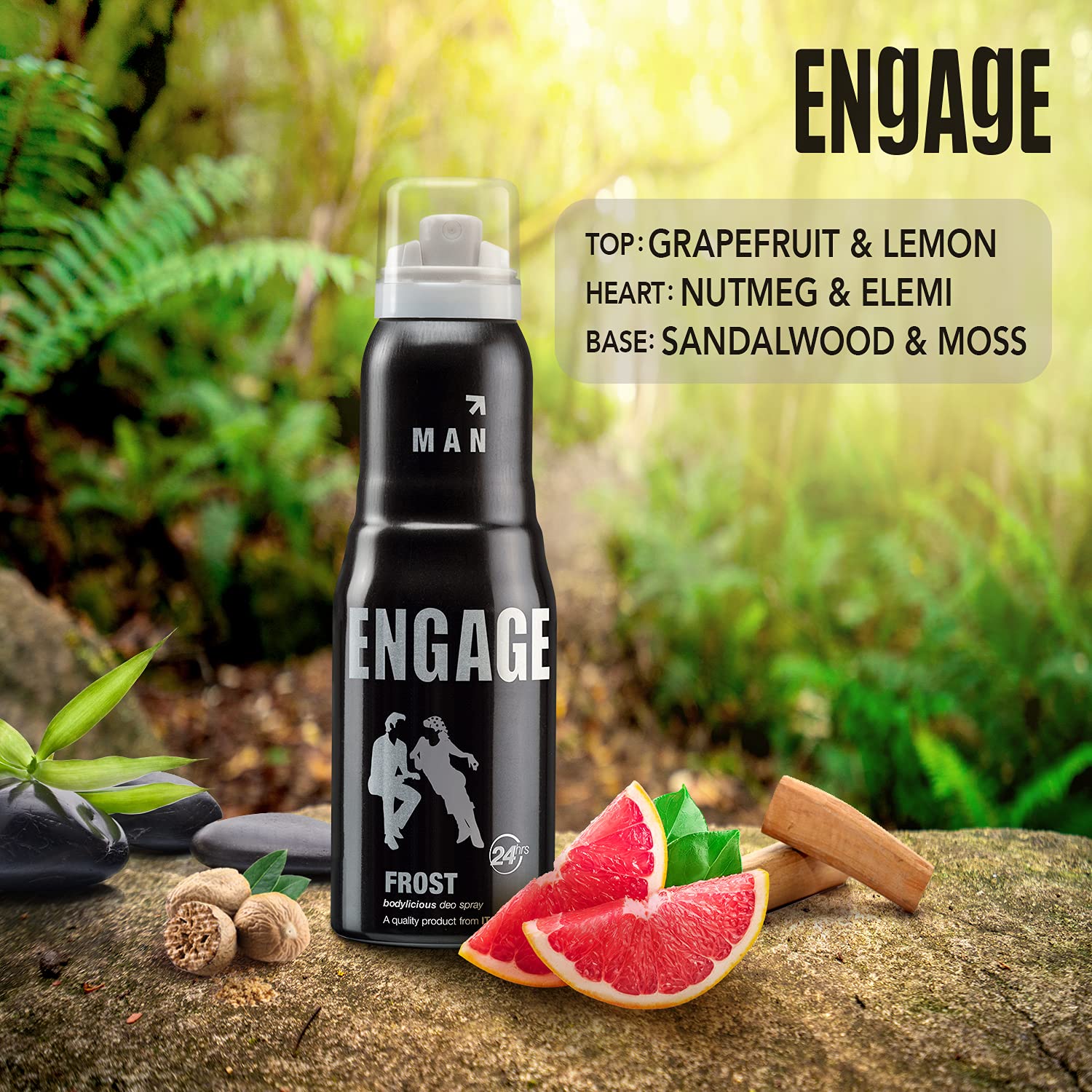 Engage Frost Deodorant For Men | Citrus & Spicy , Skin Friendly Fragrance Body Spray 150ml 5 Fl.oz.