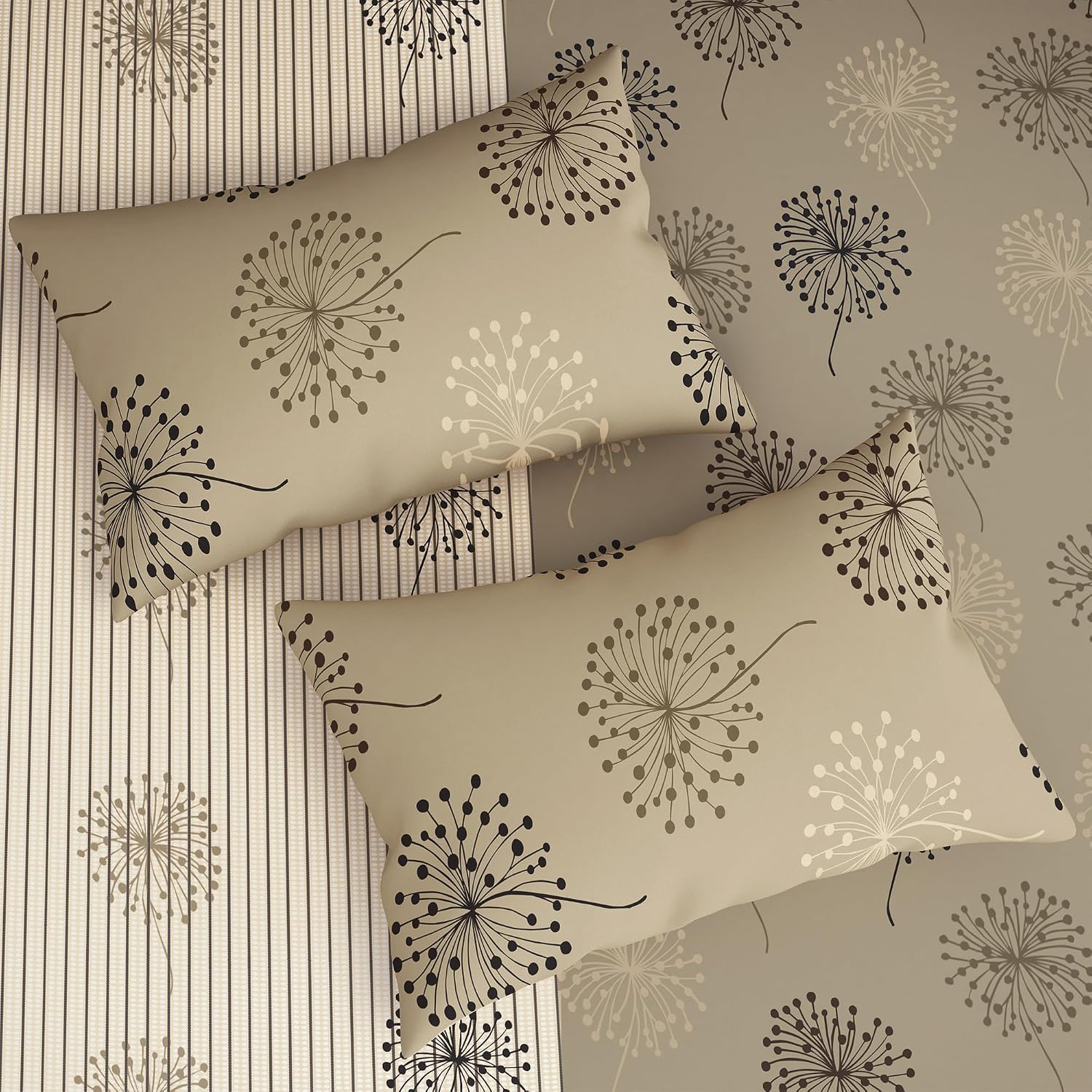 Cotton Double Bedsheet For King Size With 2 Pillow Covers - 108 X 108 Inches, Beige | Perfect For Home Decor & Gifting | 186 Thread Count