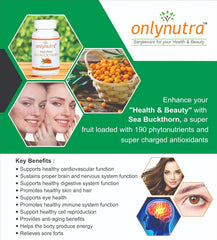 Onlynutra Freeze Dried Sea Buckthorn , Anti Ageing Supports Immunity & Hair Growth | 60 Veg Capsules , 100gm 0.2lbs