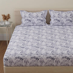 Flat Double Bedsheet With 2 Pillow Covers | Queen Size - 88 X 96 Inches, Grey & White | Durable & Long Lasting Bedsheet