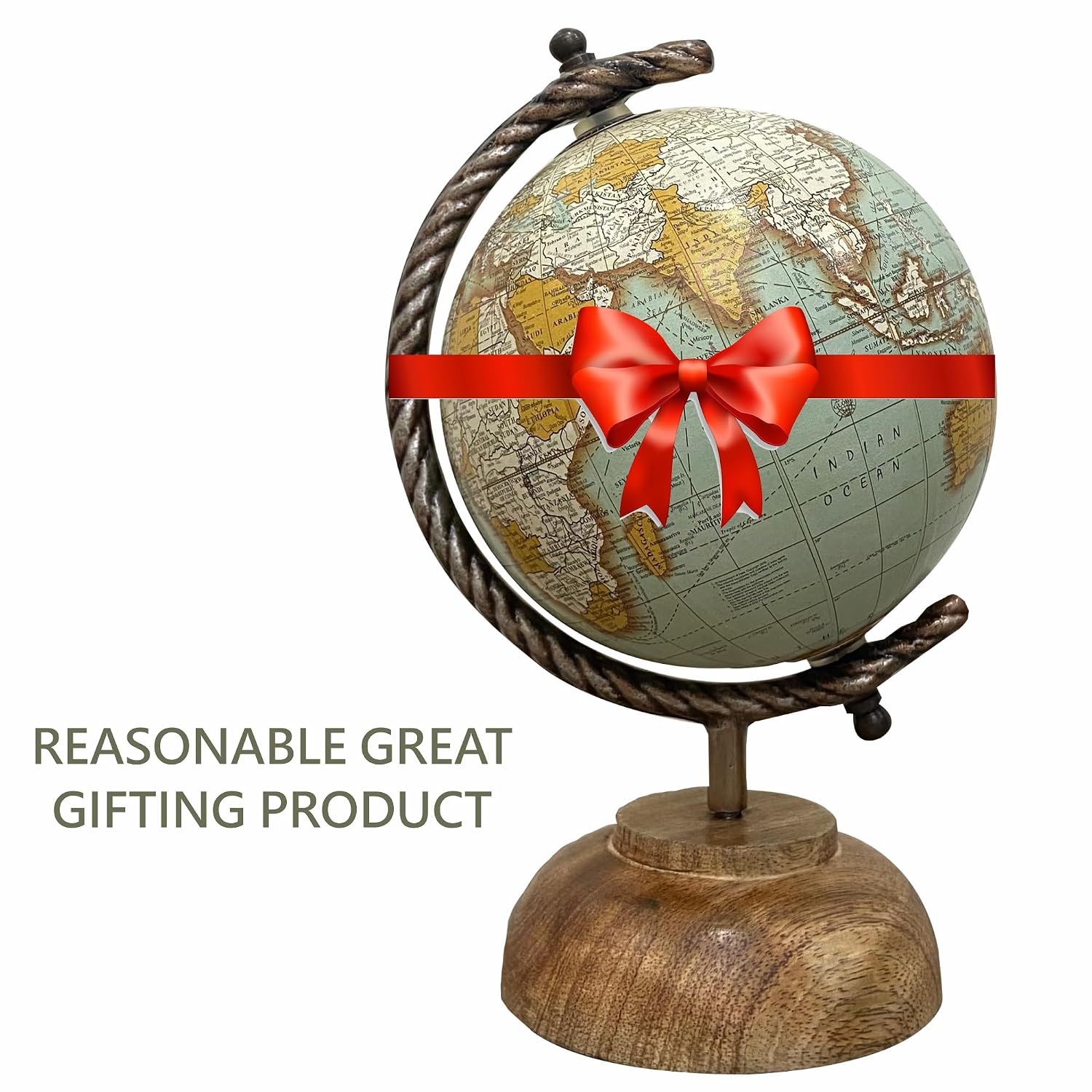 Small World Map Rotating Globe 5 Inch With Wooden Elegant Base For Home Decor, Office Table, Kids & Students Learning & Gifting, Pack Of 1