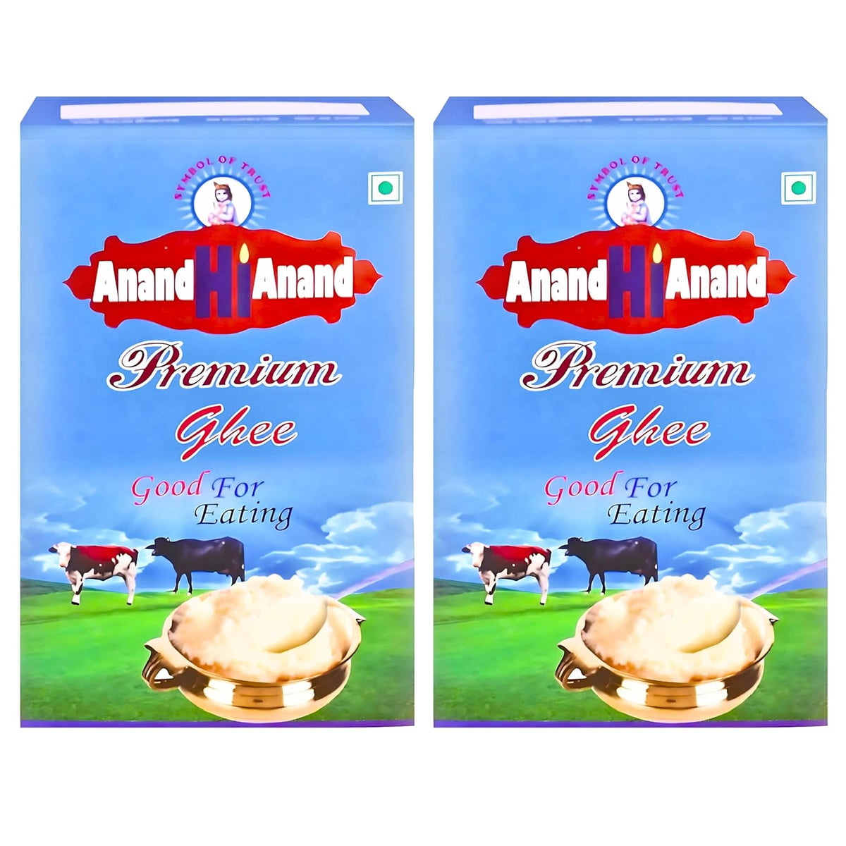 Organic Premium Cow Ghee By Anand Hi Anand | Rich In Nutrients & Vitamins A Healthy Desi Cow Ghee Good For Sweets | 2 Litre (1 Litr * 2) 67.6 Ounce | Box Pack