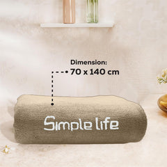 Housse Premium Soft Microfiber Embroidery Bath Towel 350 Gsm | Soft Absorbent Quick-Drying Sweat Towel (Simple Life - Brown)