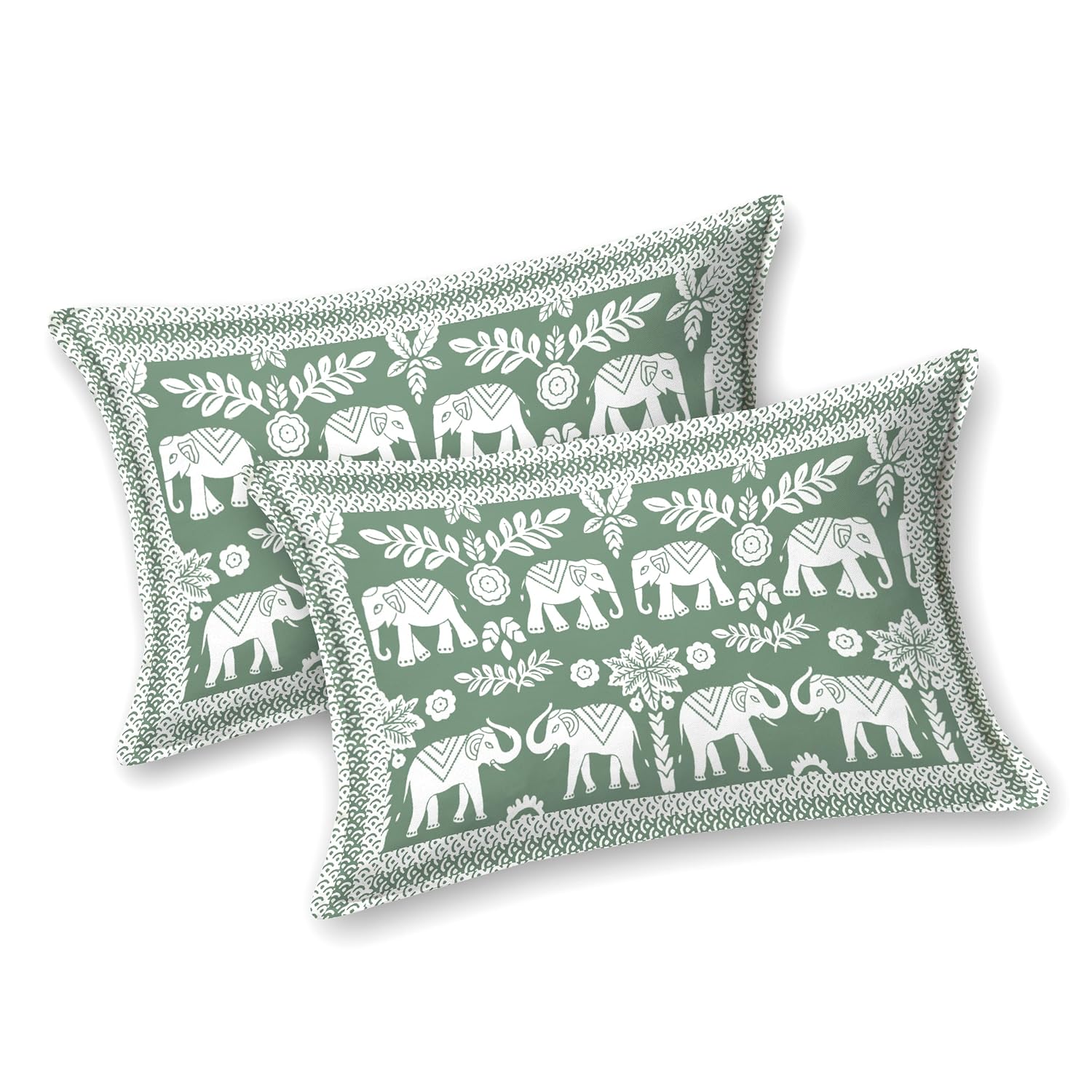Hand Block Printed Cotton King Size Bedsheet With 2 Pillow Covers, 90 X 108 Inches, Green | 200 Thread Count-Good For Villas, Resorts, Guest Houses, & Daily Home Use