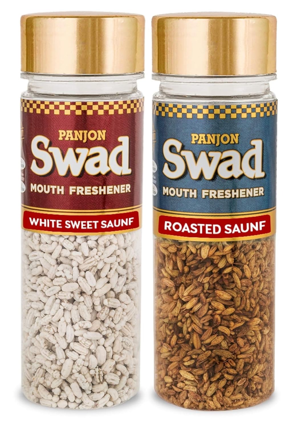 Panjon Swad White Sweet Saunf & Roasted Saunf Mouth Fresheners 360gm, (180gm *2 Bottles)