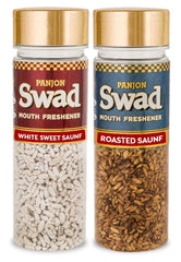 Panjon Swad White Sweet Saunf & Roasted Saunf Mouth Fresheners 360gm, (180gm *2 Bottles)