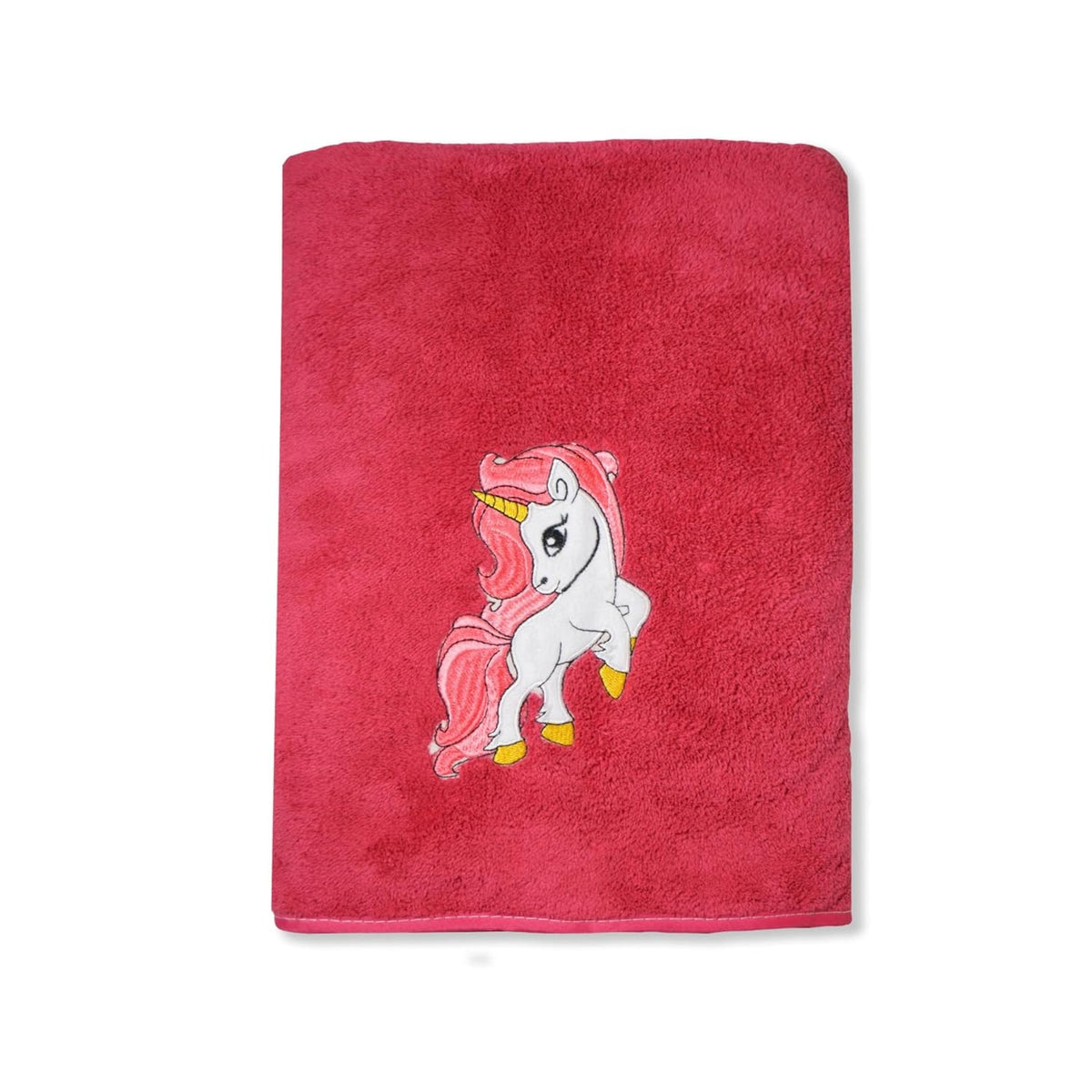 Maxoshine Microfiber Kids Bath Towels 400 Gsm | Quick Dry Super Absorbent Super Soft Bath Towel For Babies Toddler-Baby Towel - Red (Unicorn Design)