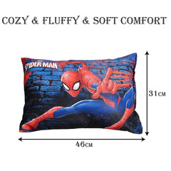 Cotton Marvel Spider Man Print Pillow For Kids, Ideal For Boys & Girls, Blue - 12x18 Inches | Super Soft Pillow Filler For Sleeping & Traveling | Suitable For All Sleepers - 2 Pcs