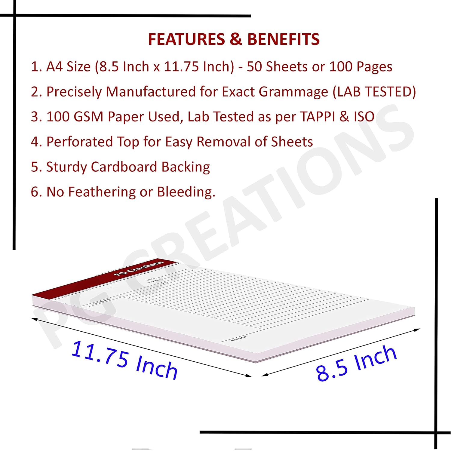 A4 Size, Cornell System Writing Notepads, 50 Single Side Ruled Sheets Per Pad (White) Pack Of 2