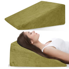 Wedge Pillow, Back Support Pillow For Neck Pain, Medium Firm, Green Color | Pillow For Headaches, Reflux, Shoulders, Back Pain & High Resilience, Velvet Fabric, Adjustable Pillow - Pack Of 1