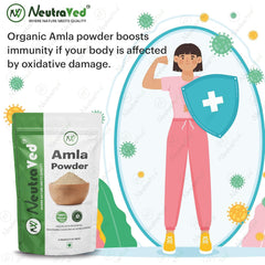 Neutraved Quality Amla Powder For Eating Amla Seed Less Powder Food Grade, May Help In Good Hair Growth, Food - Grade Stand - Up Zipper Pouch | 200gm 0.4lbs
