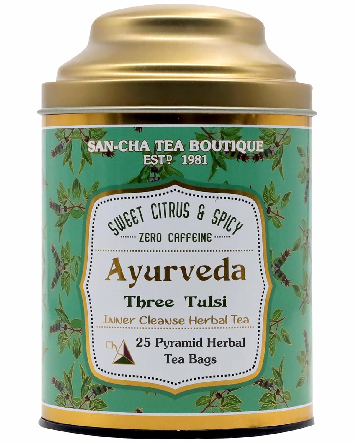 San-Cha Herbal Tea Combo Pack Of 3 - Sleeping Beauty + Peppermint Tea + Ayurveda Three Tulsi Herbal Tea Bags, 75 Pyramid Tea Bags | Zero Caffeine, Environment Friendly