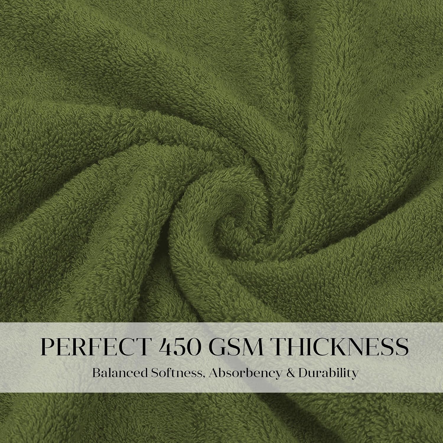 House Of Terry 100% Cotton Bath Towel 450 Gsm | Quick Dry, Fade-Resistant, Soft, Lightweight & Absorbent For Men & Women Large Size Towel (Olive Green)