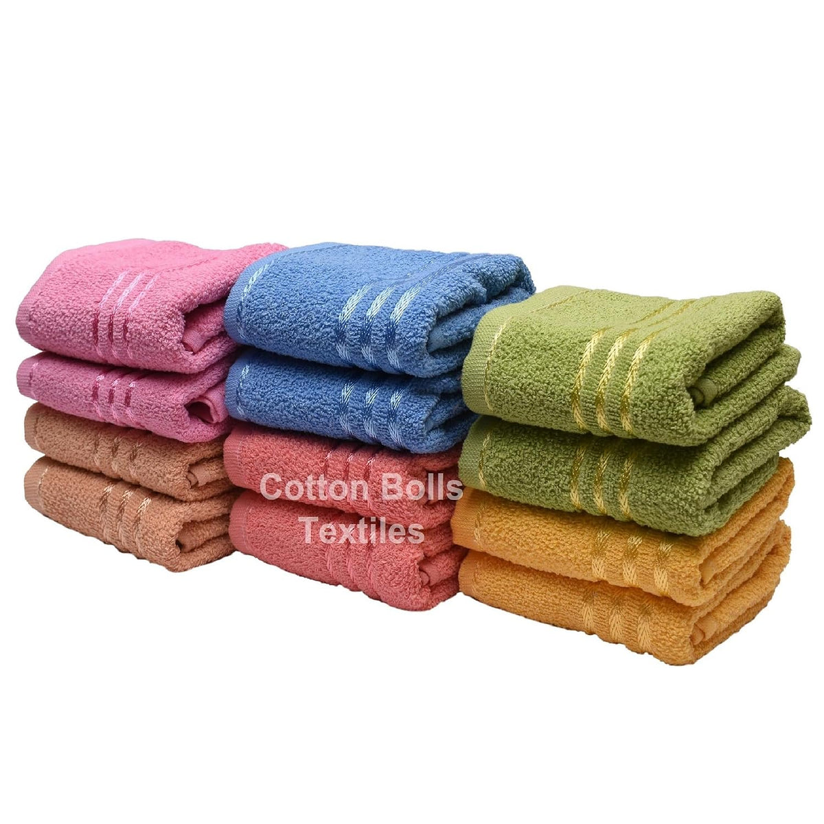 Cotton Bolls Textiles Cotton Hand Towel 470 Gsm | Kitchen Towel 12 Pcs (Multicolor)