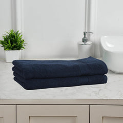 Fresh From Loom Luxury Fur Collection Hand Towel 500 Gsm Napkins Cotton High Absorbency Double Stitched Size (Blue) - Set Of 2