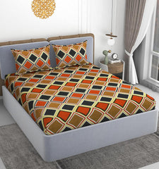 All Around Elastic Fitted Bedsheets King Size With 2 Pillow Covers | Double Size 72 X 78 X 10 Inches, Multicolor - Ideal For Hotel, House, Bedroom, Guest House