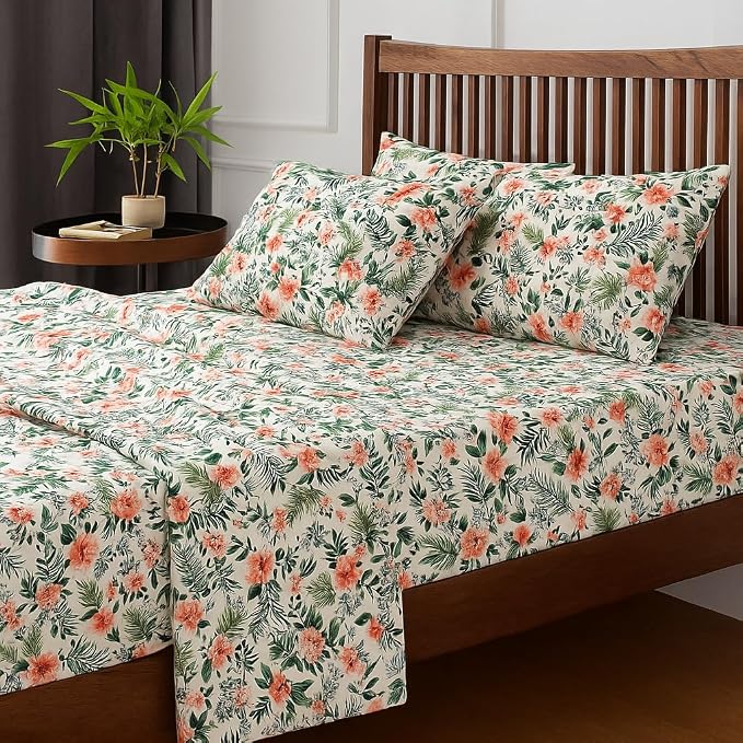 100% Microfiber Bedsheet King Size Includes 2 Pillow Covers - 108x108 Inches, White | Ideal For Daily Use & Gifting Double Bedsheet