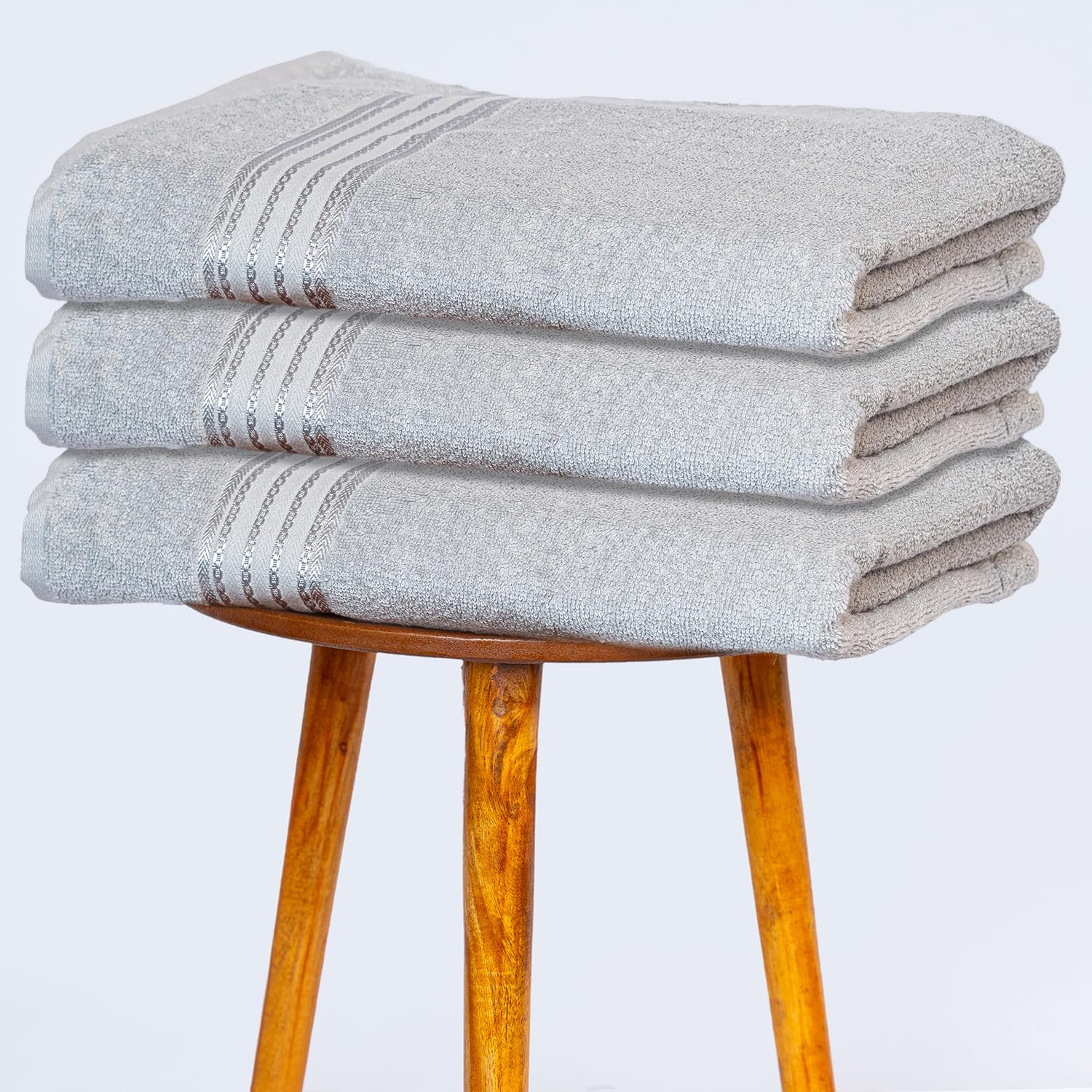 Himeya 100% Cotton Bath Towels 1500 Gsm | Soft & Absorbent Large Size Bath Towel - Grey (Pack Of 3)