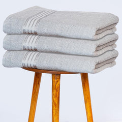 Himeya 100% Cotton Bath Towels 1500 Gsm | Soft & Absorbent Large Size Bath Towel - Grey (Pack Of 3)