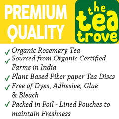 The Tea Trove Organic Rosemary Herbal Tea Bags In Resealable Pouch - 40 Unwrapped Tea Bags | Caffeine Free Tea Bags For Hair Growth, Respiratory Issues & Regulating Stress