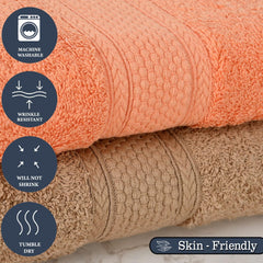 Fresh From Loom Luxury Edition Egyptian 100% Pure Cotton Bath Towel 1200 Gsm | High Water Heavy Soft Dual Stitched Bath Towel (Salmon & British Tan) - 2 Pcs