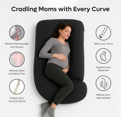 J Shape Pregnancy Pillows For Sleeping, Maternity Support, Soft Pillow, Grey | Multipurpose Pillow For Back, Hips, Support With Removable Washable Velvet Cover, Perfect For All Sleepers
