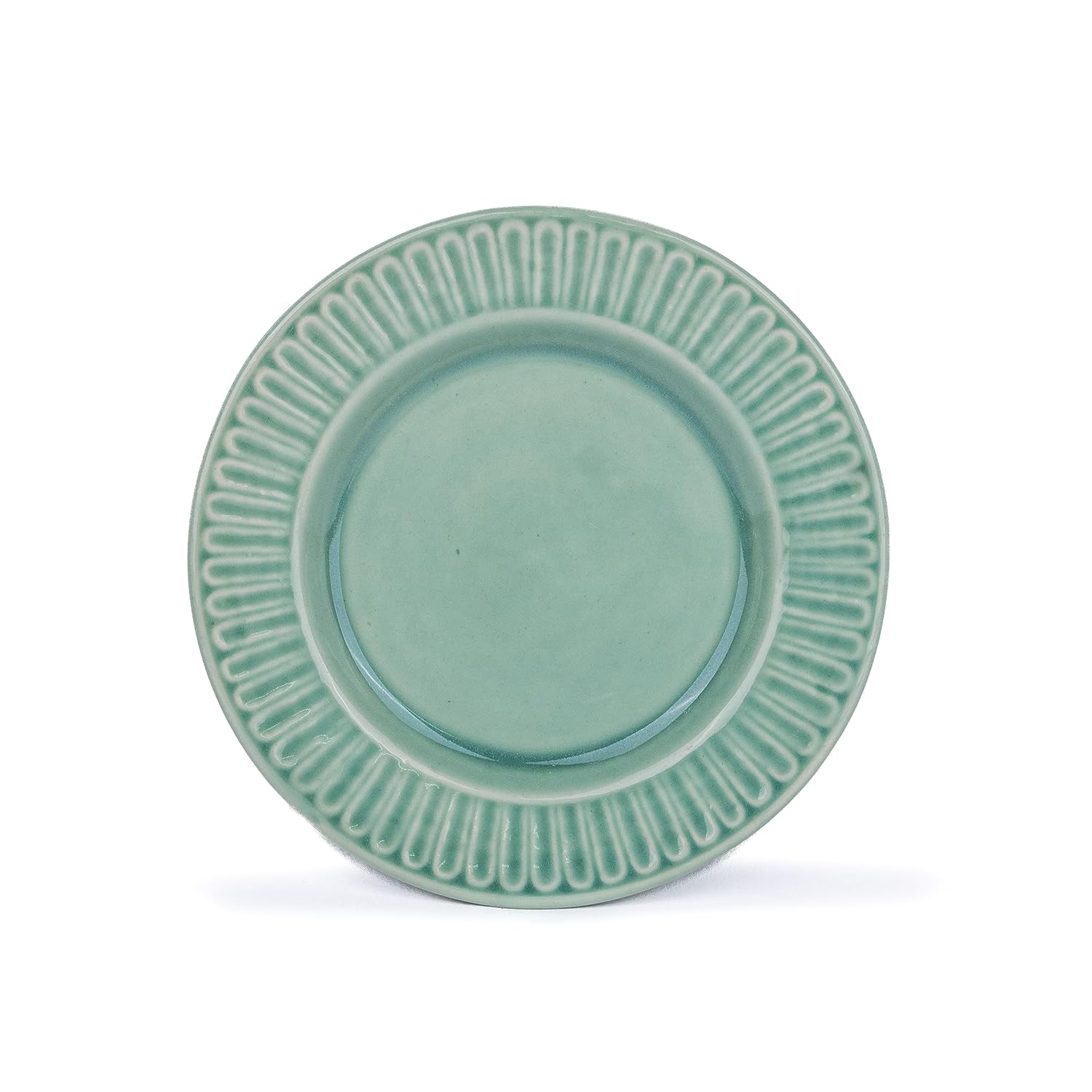 Ceramic Quarter Plates Set Of 6, Light Mint | Ceramic Snack Plates - Snacks Plates Set | Dessert Plates - Snack Plate | Small Plates With Glossy Finish - Microwave Safe & Chip Resistant