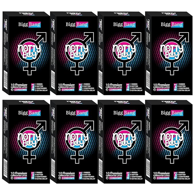 Notty Boy Long Time Extra Pleasure Ribbed Dotted 4 In 1 Condom With Delay Lubricant - Pack Of 100