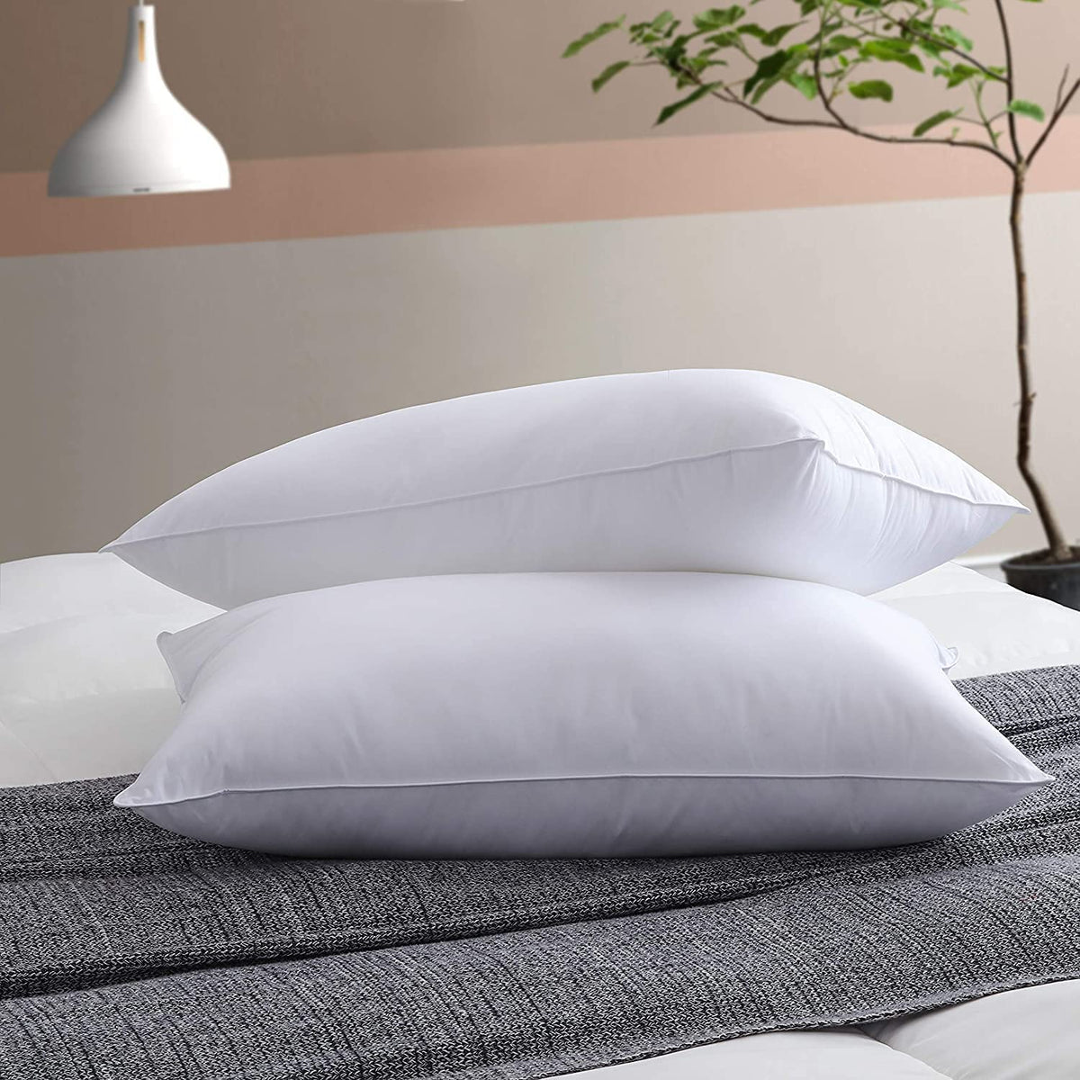 Microfiber Soft White Pillows | Pillows For Sleeping, Bed Pillow - 40x60 cm | Durable Construction For Long-Lasting Use, For Optimal Neck & Head Support, Easy-Care Convenience - Set Of 2