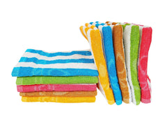 Space Fly Cotton Cabana Striped High Absrobent Hand Towels 1200 Gsm (Multicolor) - Set Of 10