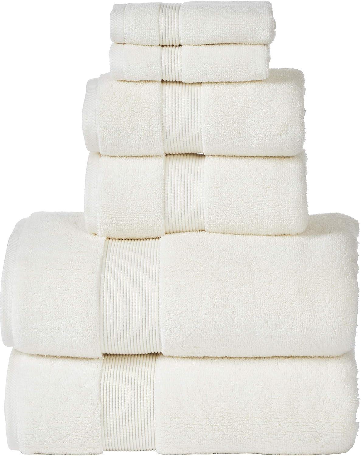 Senses By Riba Cotton Towel Bath, Hand & Wash 703 Gsm | All Cotton Zero Twist Premium Hotel & Spa Quality Highly Absorbent | Pack Of 6 (Ivory)