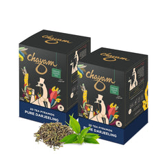 Chayam Pure Darjeeling Tea - Pack Of 2 X 20 Pyramid Tea Bags | Premium Whole Leaf Black Tea - Make Iced Or Hot Tea | Low Caffeine, Gluten Free