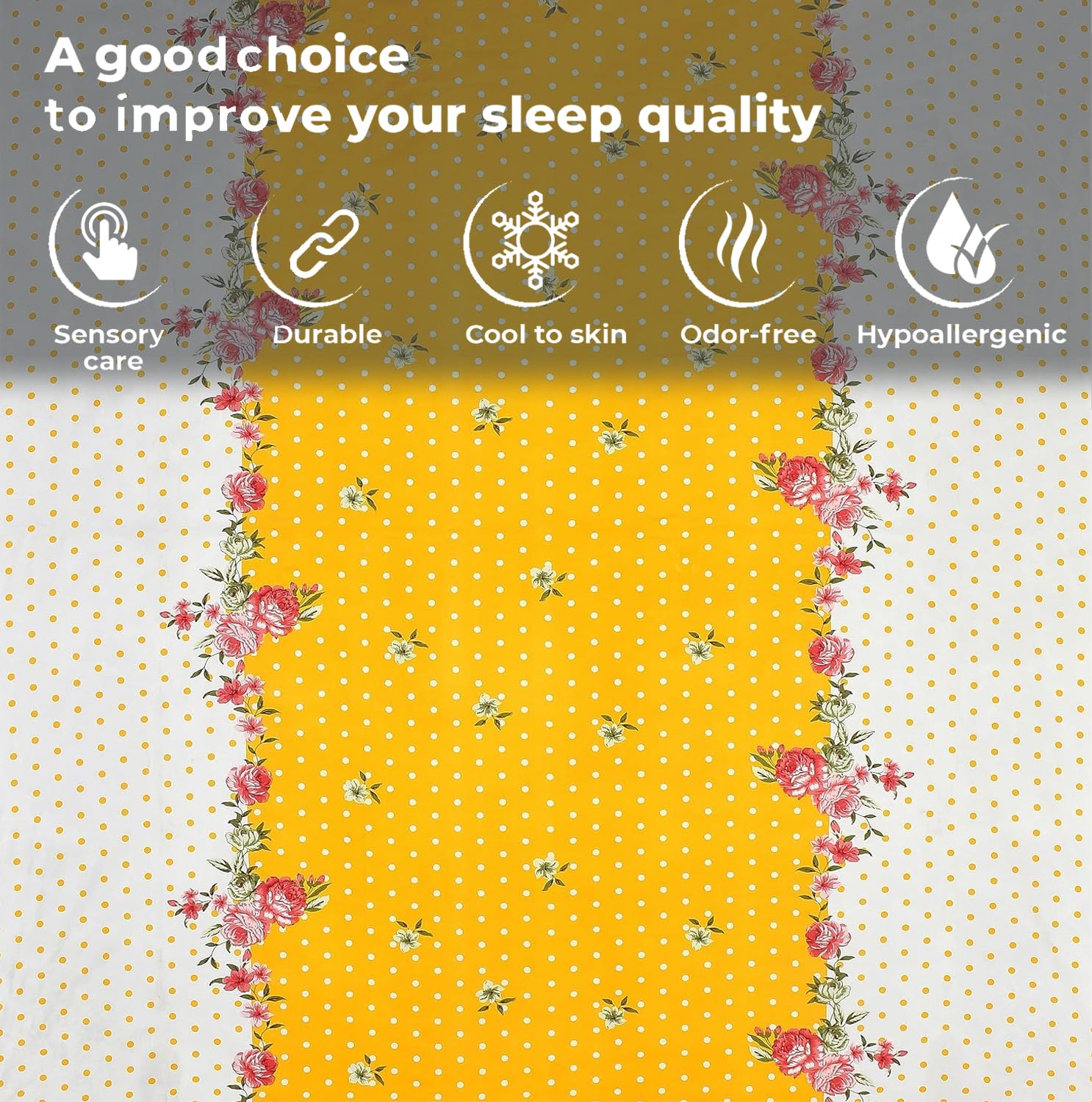 Microfiber Single Bedsheet Set With 1 Pillow Covers (60 X 90 Inches) Yellow & White | Durable & Long-Lasting | 144 Thread Count | Wrinkle Free