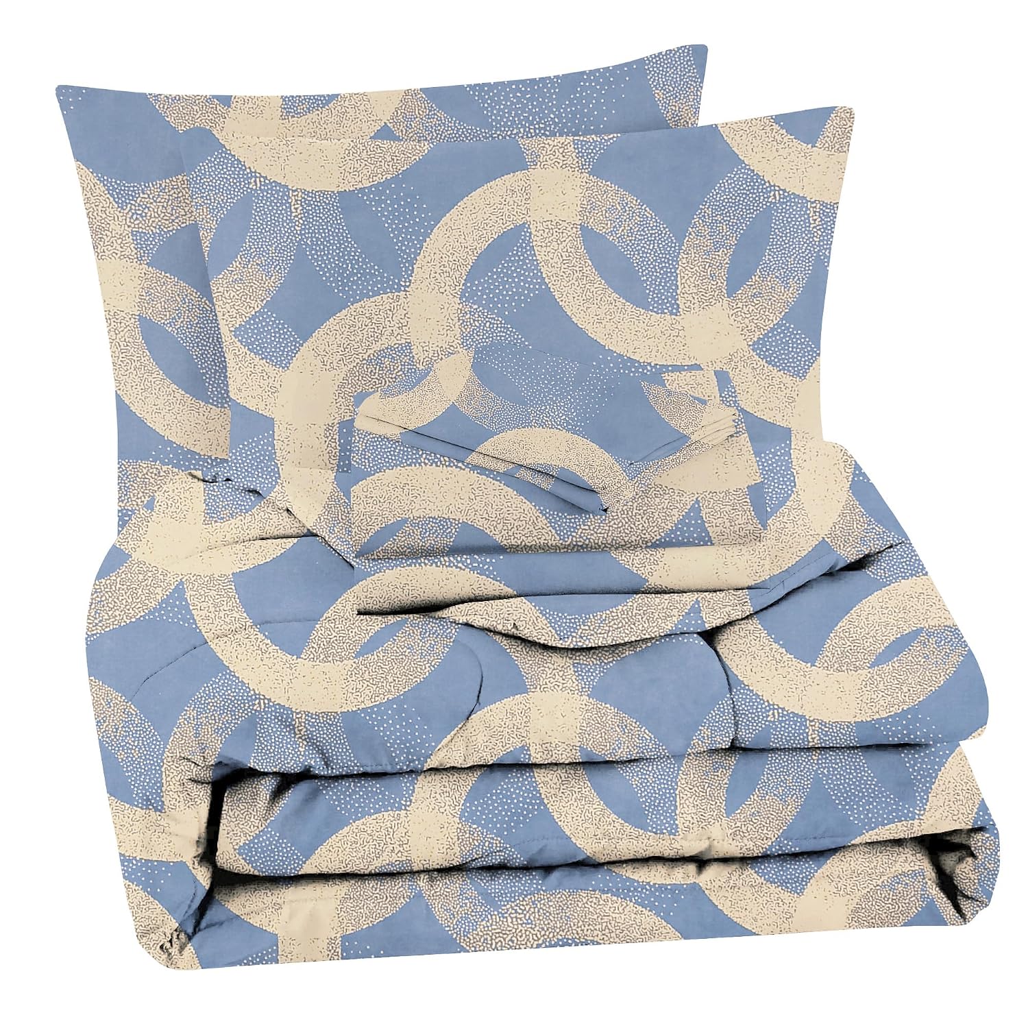 Bedding Set 1 Double Bedsheet, 2 Pillow Covers With 1 Comforter | 90 X 100 Inches, Grey & Beige | Perfect For Queen Bed Durable & Wrinkle Free - All Season Bedding
