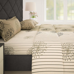 Cotton Double Bedsheet For King Size With 2 Pillow Covers - 108 X 108 Inches, Beige | Perfect For Home Decor & Gifting | 186 Thread Count