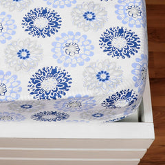 Printed King Size Double Bedsheet With 2 Pillow Cover For Bedroom | 72 X 78 Inches, Grey & Blue - All Around Elastic Fitted | Ideal For Everyday Use