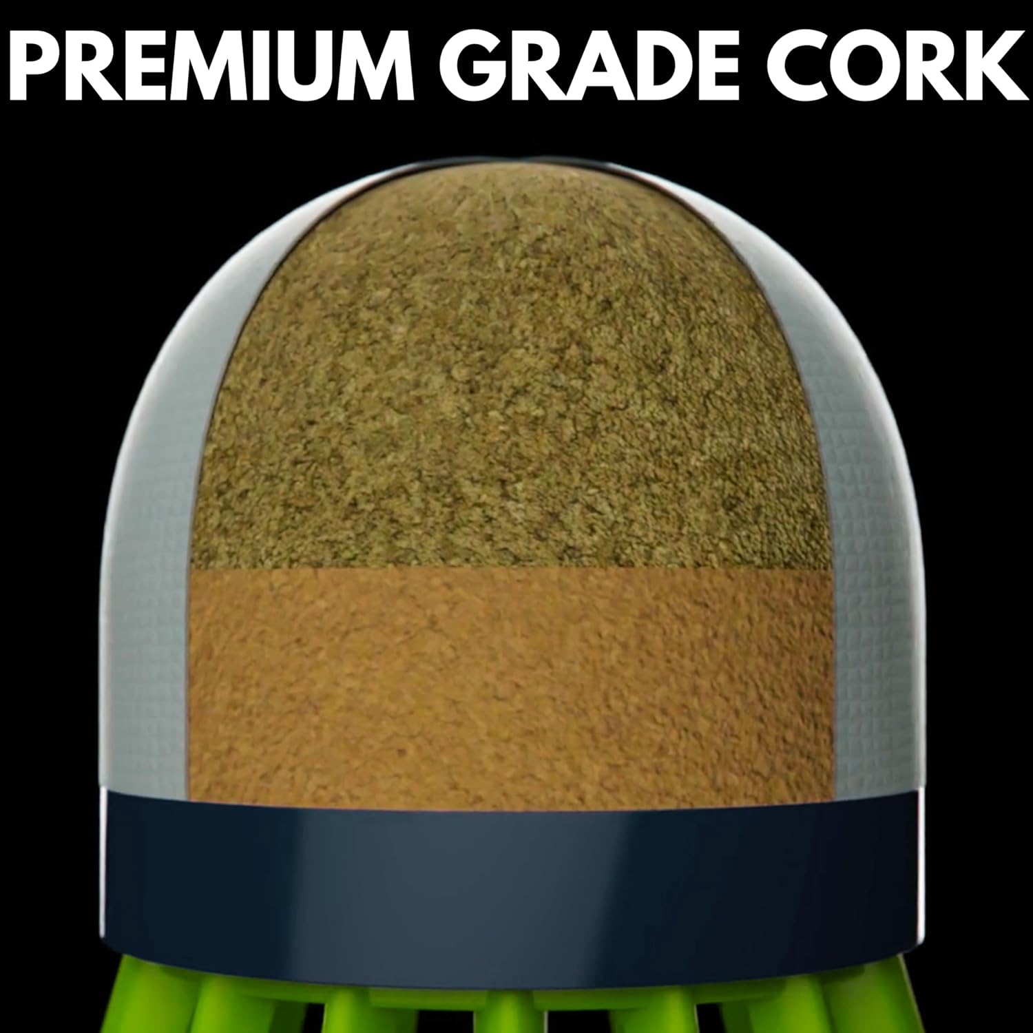 Ace Birdies 8 Nylon Badminton Shuttlecocks With Strong Cork Head , Sturdy and Well-Balanced | Green , Pack Of 12