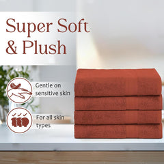 Ambra Linens Highly Absorbent Towels Set 500 Gsm | 100% Cotton Soft And Plush All Seasons Use, Large Everyday Use, Durable | 4 Pcs Hand Towel Set (Dark Rust)